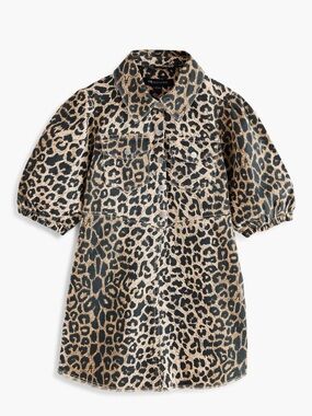 Leopard Print Puff-Sleeve Denim Dress Kids All Saints SmallSaints size 12-13yrs